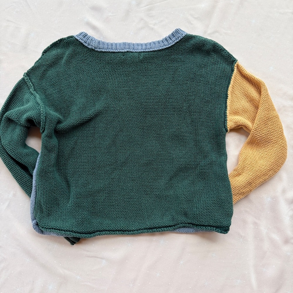American Eagle Womens Colorblock Chunky Knit Sweater Blue Green Yellow XS - Picture 2 of 12